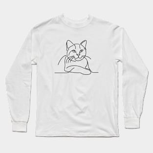 Cat line art black and white Long Sleeve T-Shirt